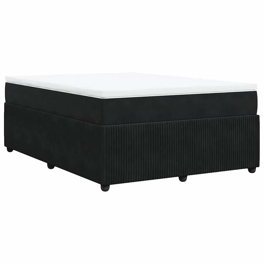 Sommier à lattes de lit avec matelas Noir 140x190 cm Velours - 9
