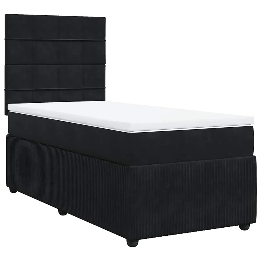 Sommier à lattes de lit avec matelas Noir 90x190 cm Velours - 3