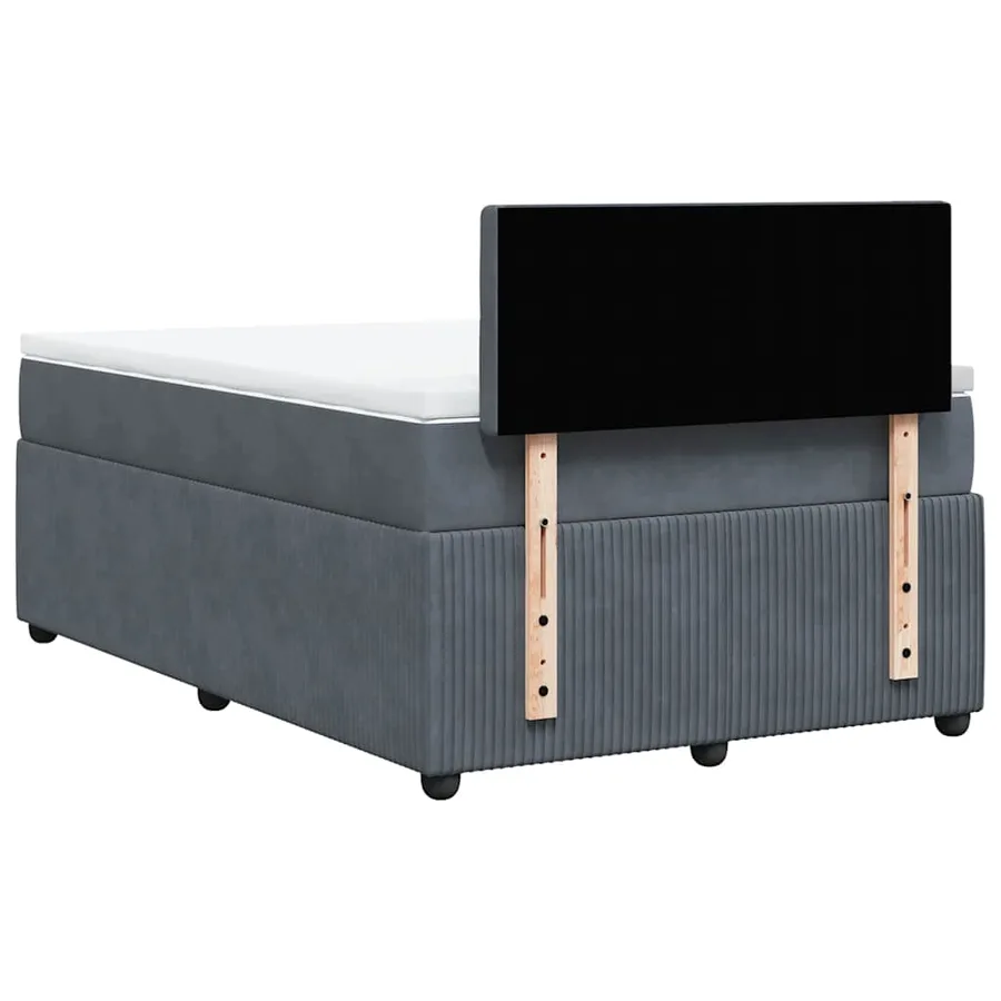 Sommier à lattes de lit et matelas Gris foncé 120x200cm Velours - 10