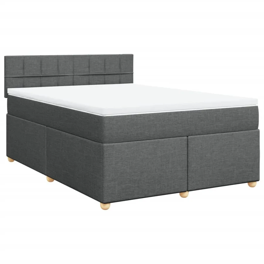 Sommier à lattes de lit avec matelas Gris foncé 140x200cm Tissu - 2