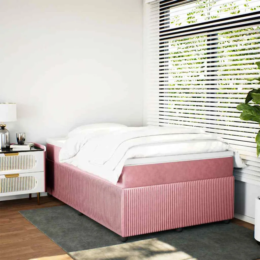 Sommier à lattes de lit avec matelas Rose 120x200 cm Velours - 3