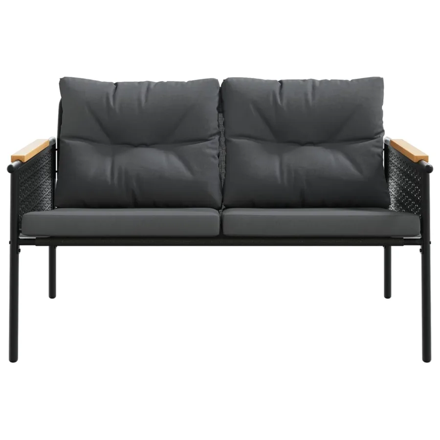 Ensemble de meubles de balcon avec coussins 3 pcs noir acier - 4