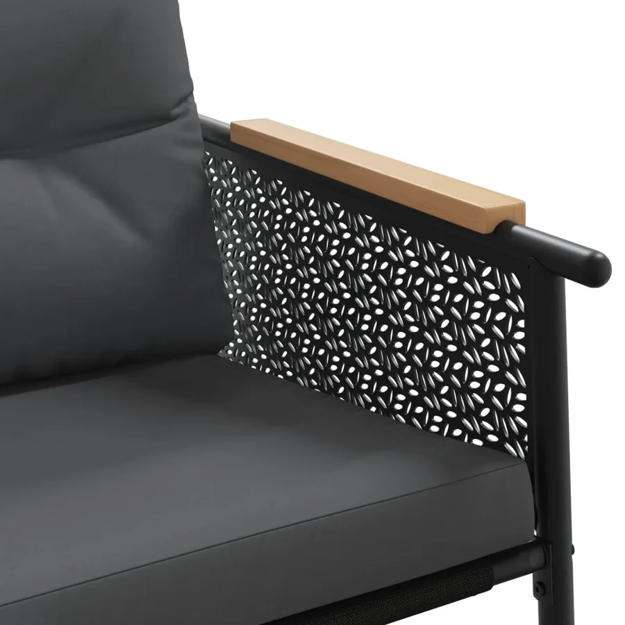 Ensemble de meubles de balcon avec coussins 3 pcs noir acier - 7
