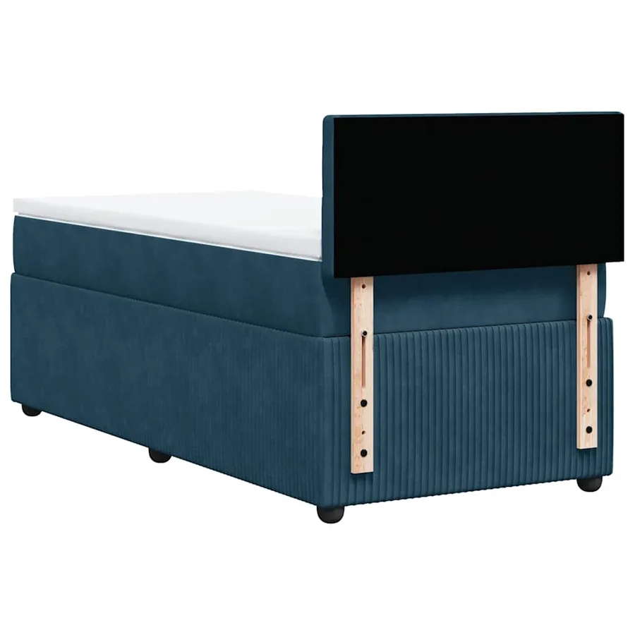 Sommier à lattes de lit avec matelas bleu 90x190 cm velours - 10