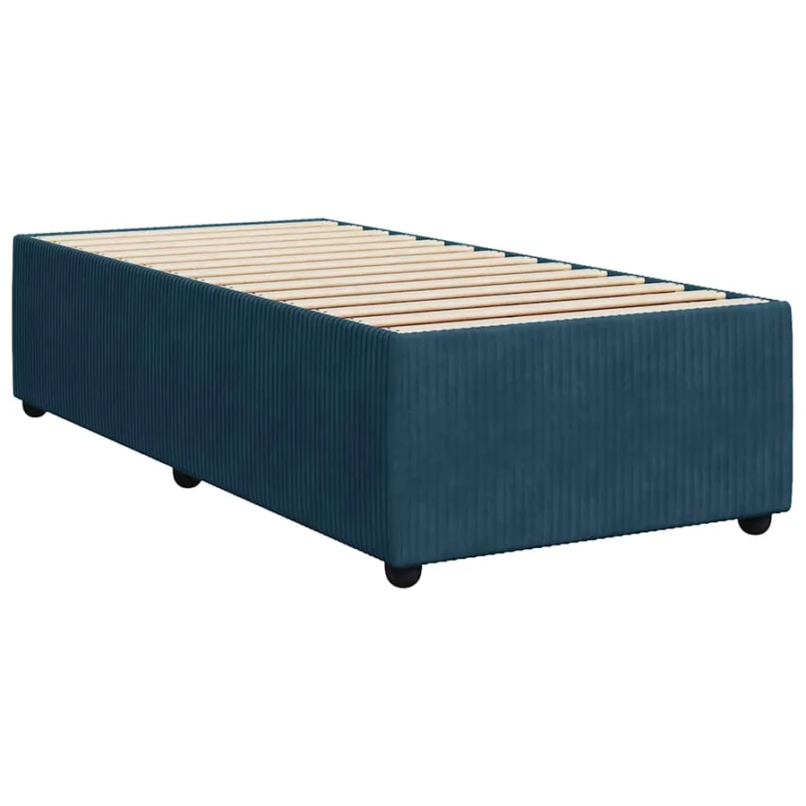 Sommier à lattes de lit avec matelas bleu 90x190 cm velours - 9