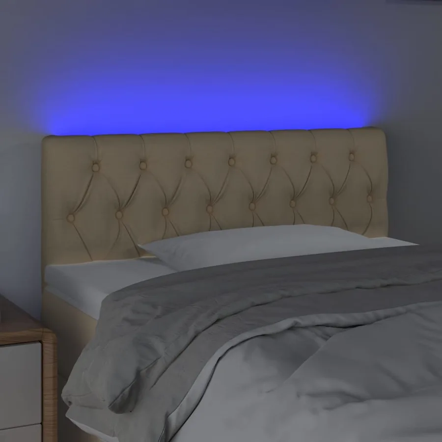 Tête de lit à LED Crème 100x7x78/88 cm Tissu - 3