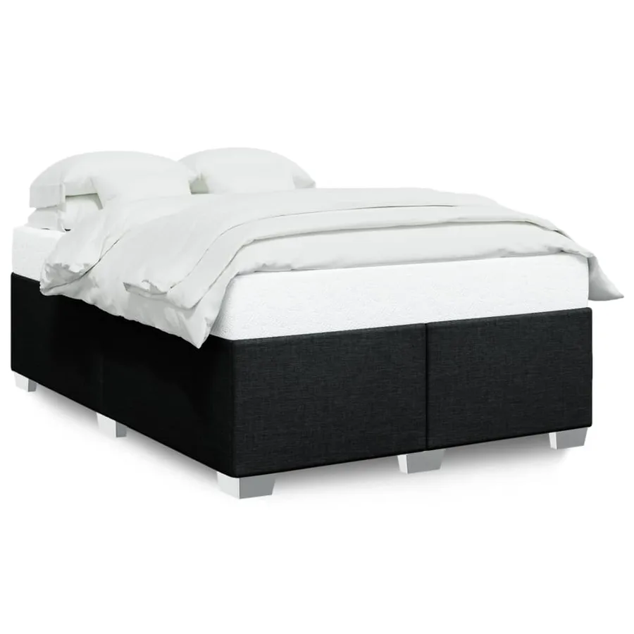 Cadre de lit sans matelas noir 160x200 cm tissu - 2