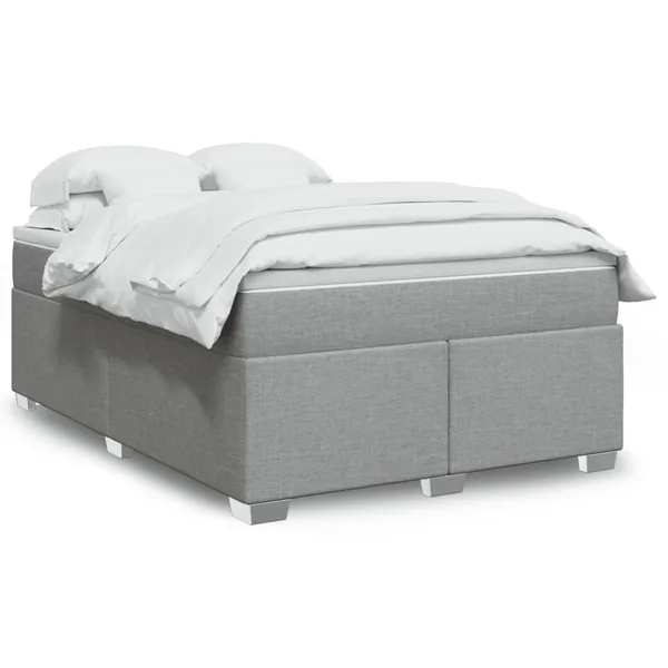 Sommier à lattes de lit avec matelas Gris clair 160x200cm Tissu
