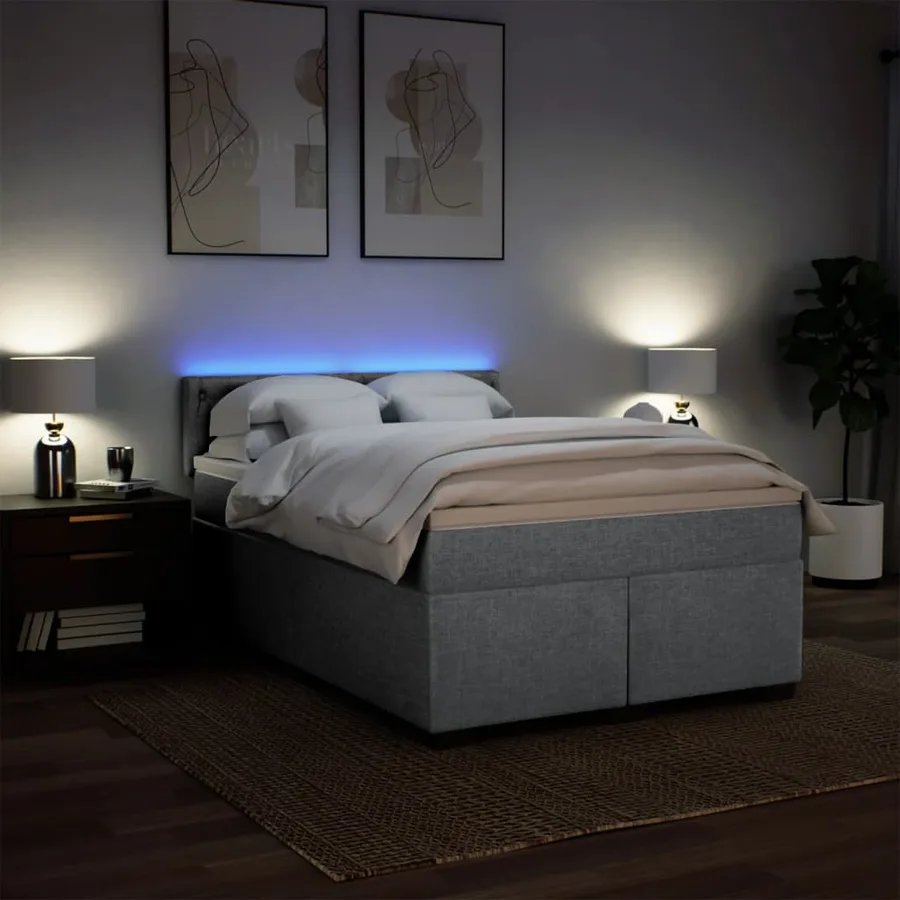 Sommier à lattes de lit avec matelas Gris clair 160x200cm Tissu - 5