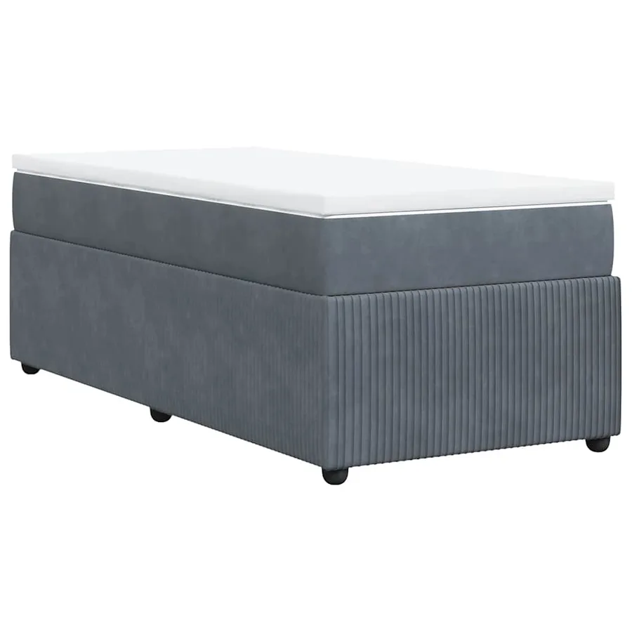 Sommier à lattes de lit et matelas Gris foncé 90x190 cm Velours - 9