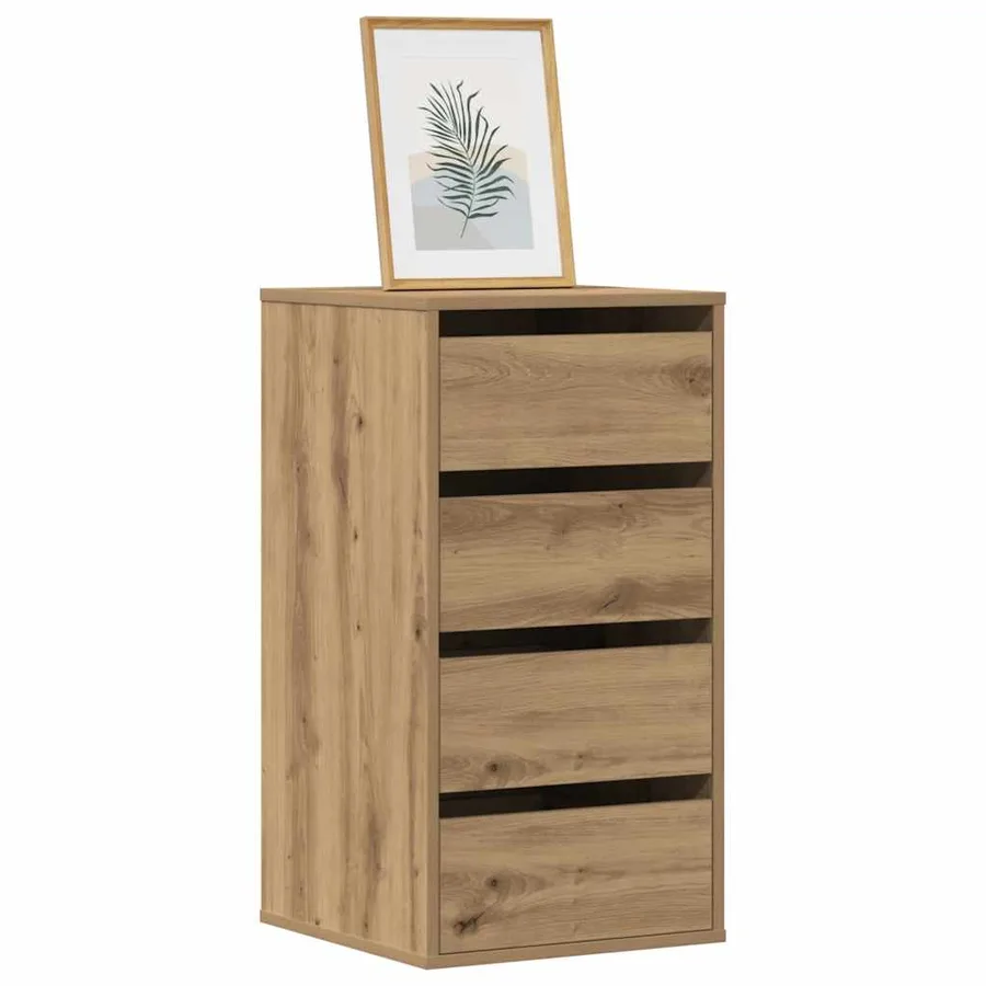 Commode d'angle chêne artisanal 40x41x76 cm bois d'ingénierie - 3