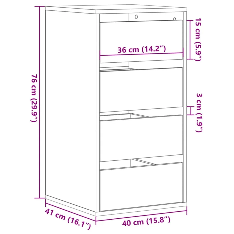 Commode d'angle chêne artisanal 40x41x76 cm bois d'ingénierie - 8