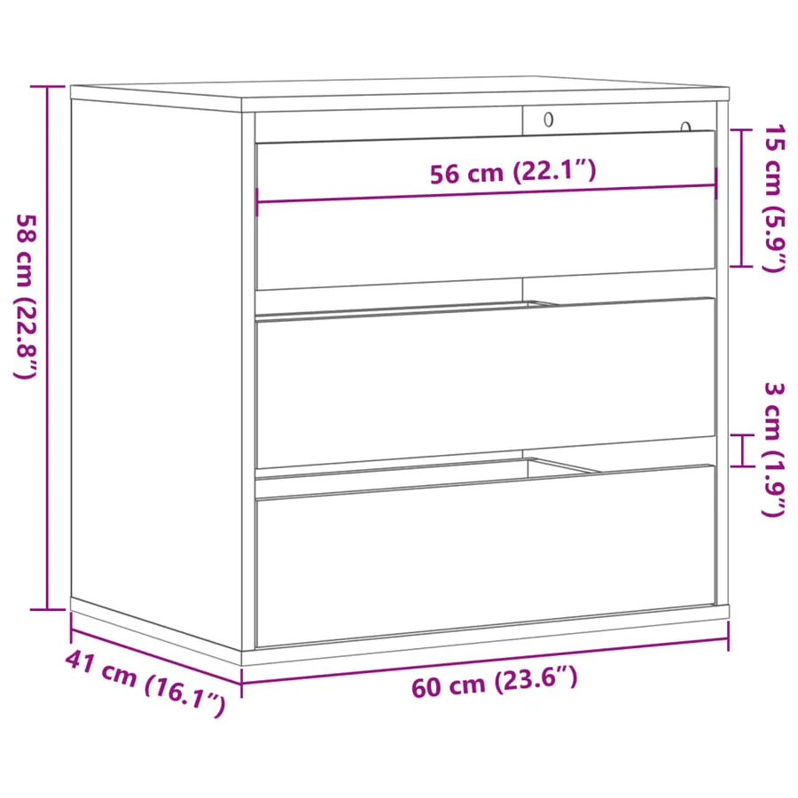 Commode d'angle sonoma gris 60x41x58 cm bois d'ingénierie - 8
