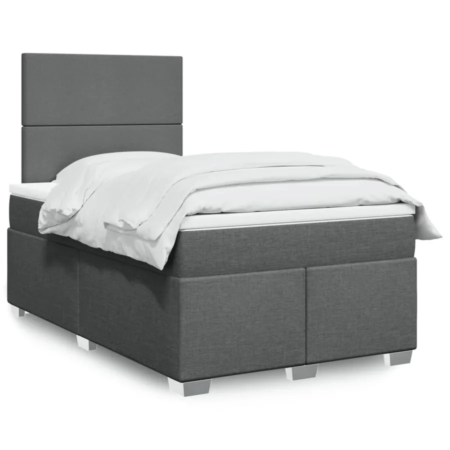 Sommier à lattes de lit avec matelas gris foncé 120x190cm tissu