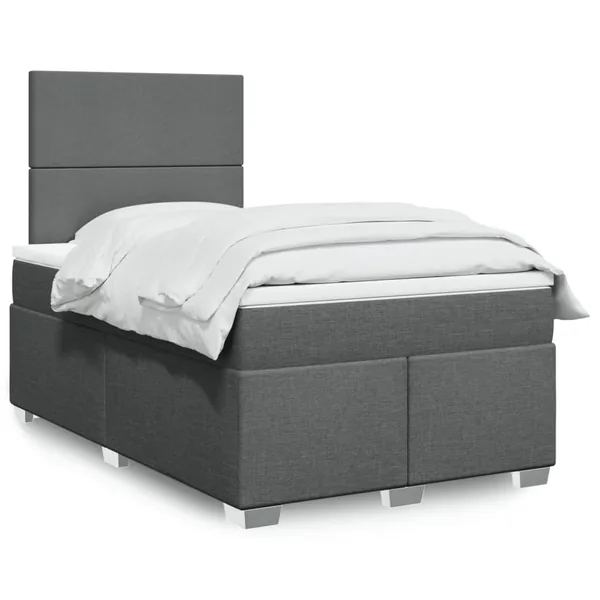 Sommier à lattes de lit avec matelas gris foncé 120x190cm tissu
