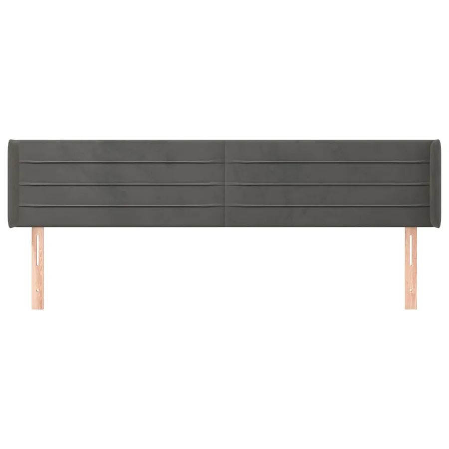 Tête de lit avec oreilles Gris foncé 203x16x78/88 cm Velours - 3