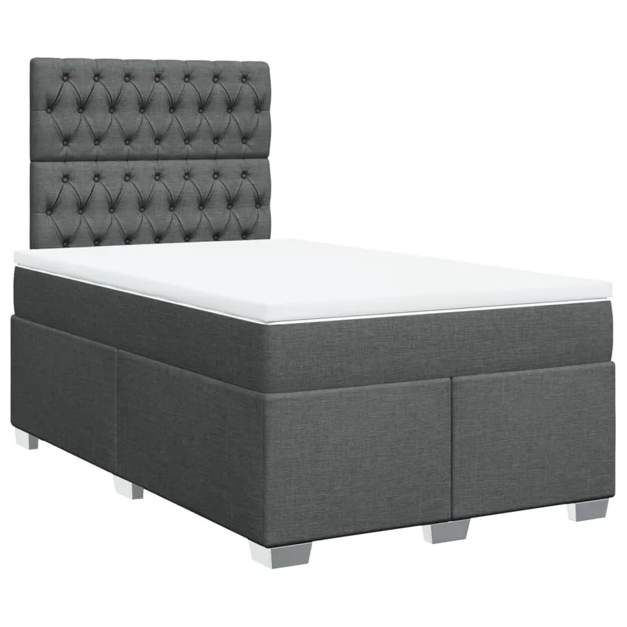 Sommier à lattes de lit avec matelas gris foncé 120x190cm tissu - 2
