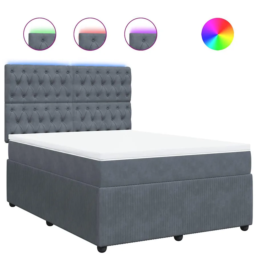 Sommier à lattes de lit et matelas Gris foncé 140x200cm Velours - 2
