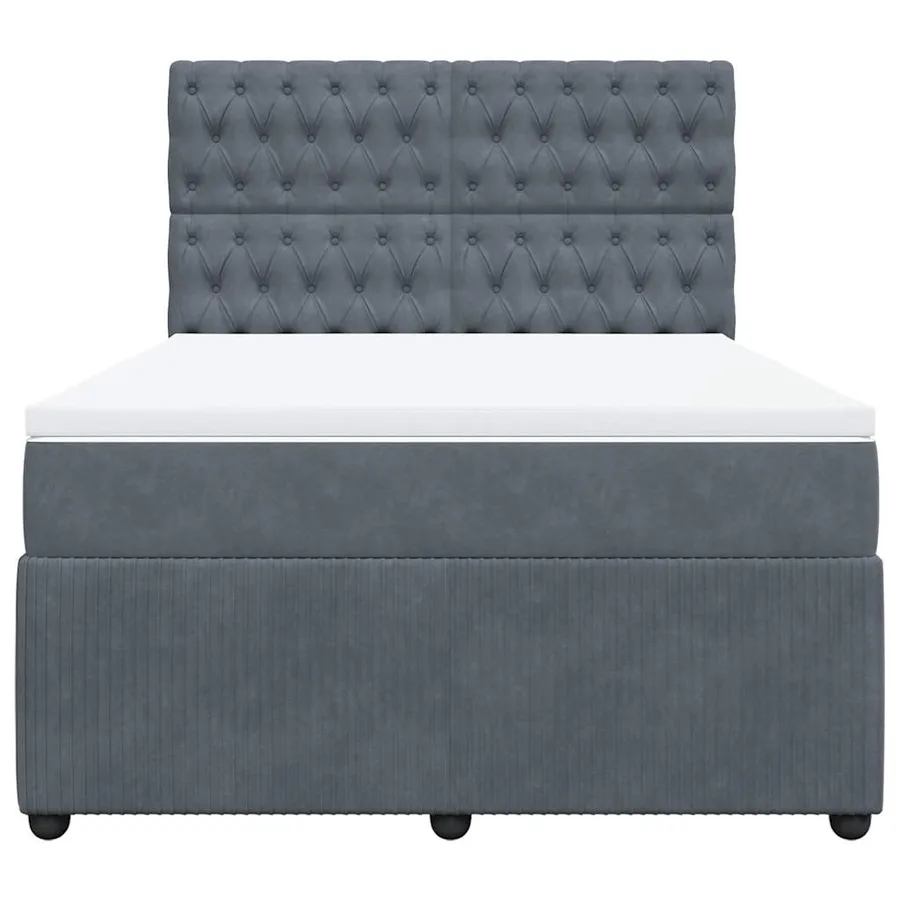 Sommier à lattes de lit et matelas Gris foncé 140x200cm Velours - 6