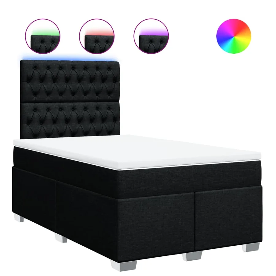 Sommier à lattes de lit avec matelas noir 120x190 cm tissu - 2