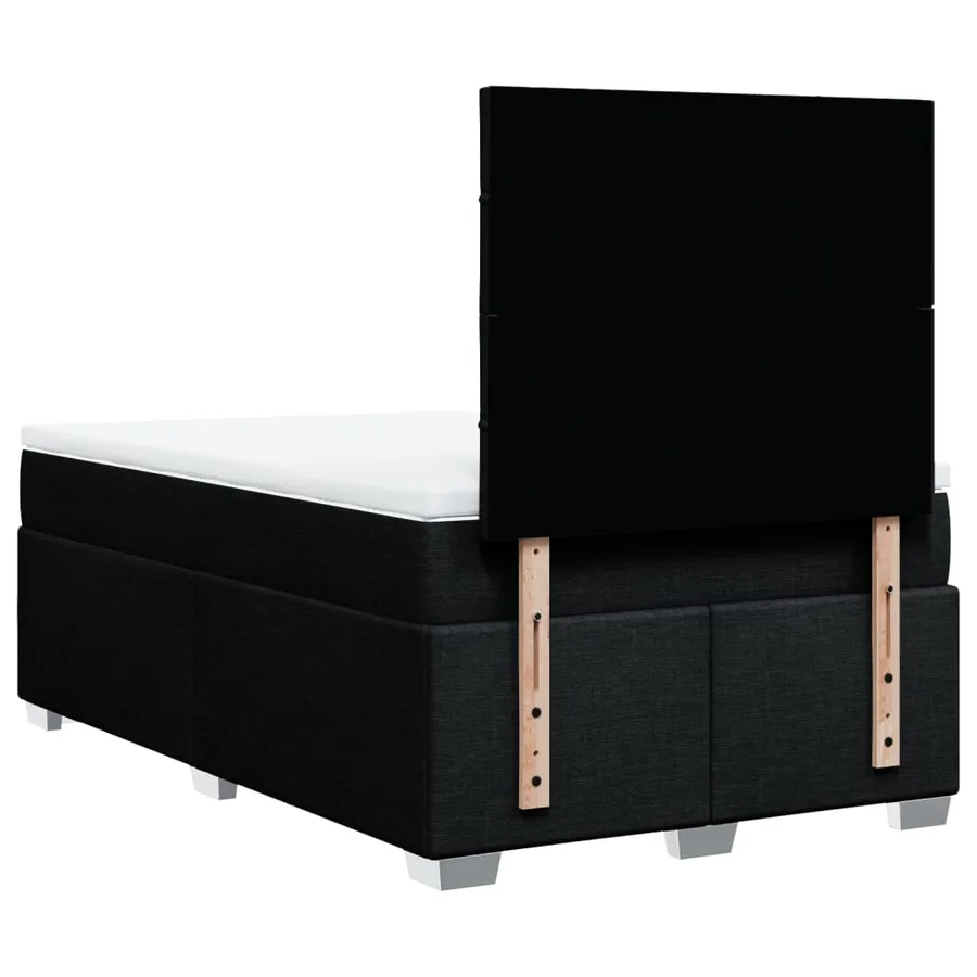 Sommier à lattes de lit avec matelas noir 120x190 cm tissu - 12