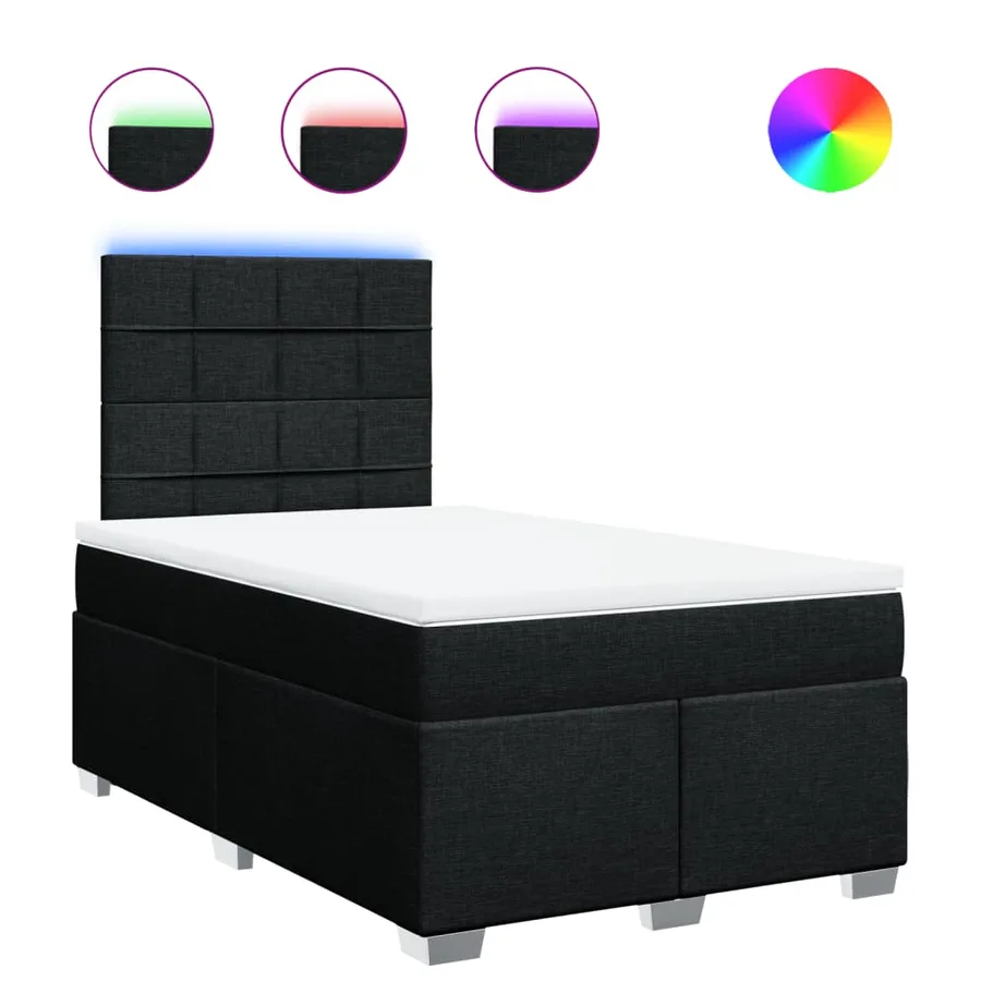 Sommier à lattes de lit avec matelas noir 120x190 cm tissu - 2