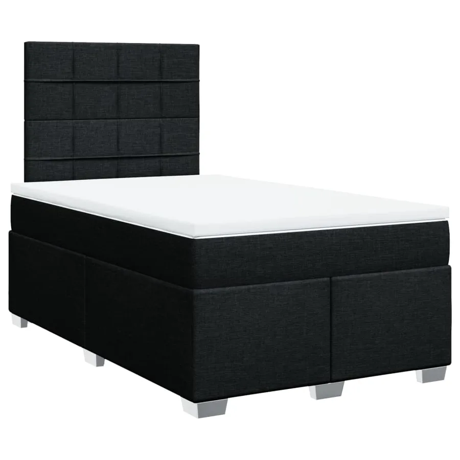 Sommier à lattes de lit avec matelas noir 120x190 cm tissu - 3