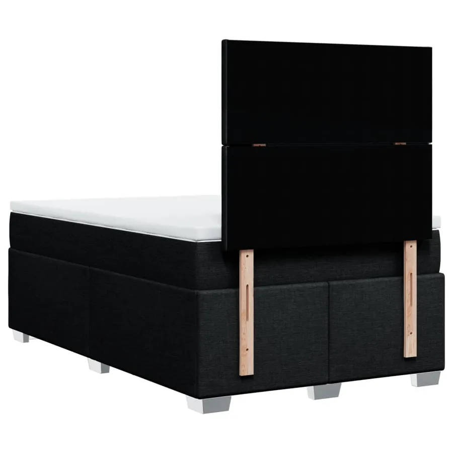 Sommier à lattes de lit avec matelas noir 120x190 cm tissu - 12