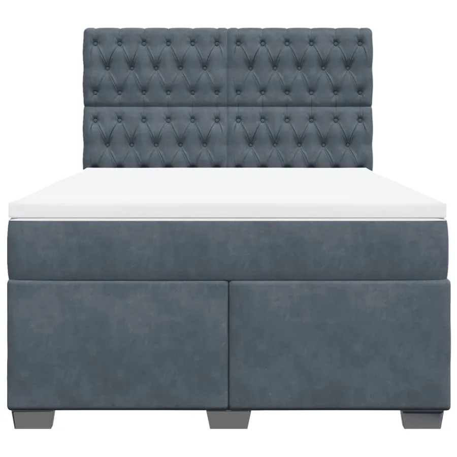Sommier à lattes de lit et matelas Gris foncé 140x200cm Velours - 6