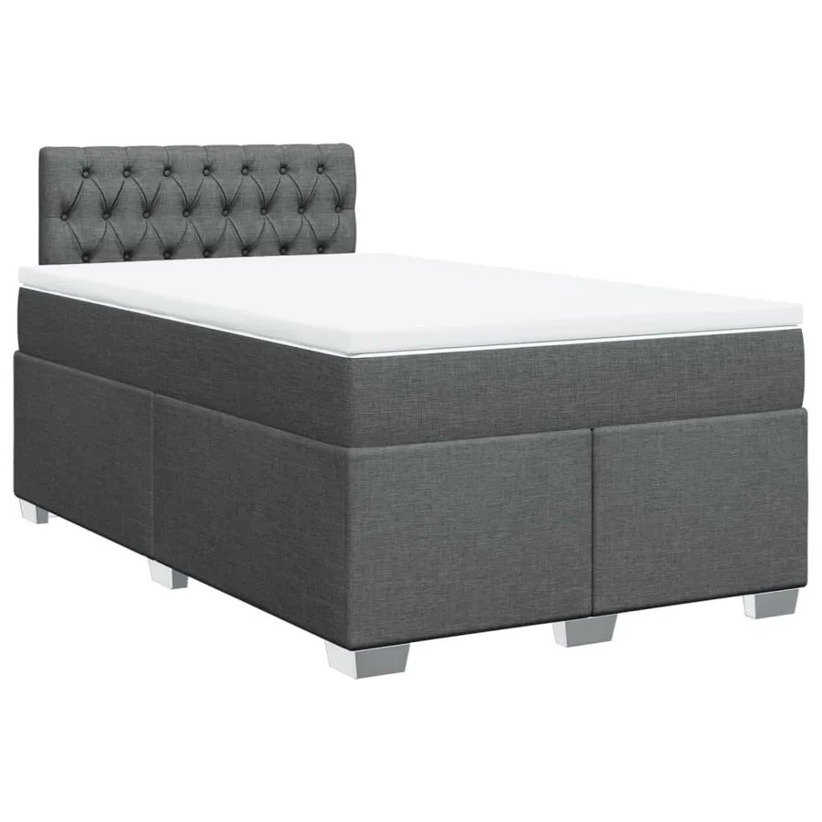 Sommier à lattes de lit avec matelas gris foncé 120x190cm tissu - 3