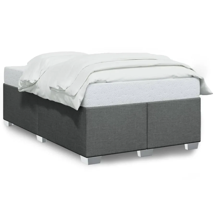 Cadre de lit sans matelas gris foncé 120x190 cm tissu - 2