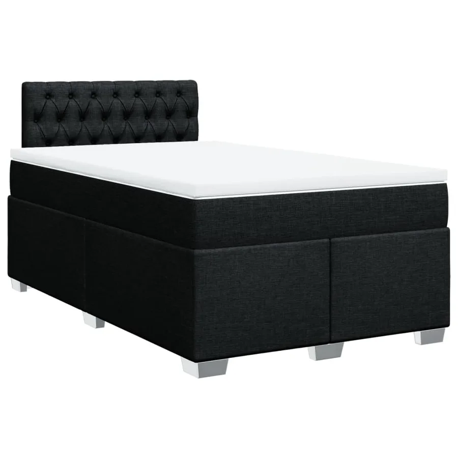 Sommier à lattes de lit avec matelas noir 120x190 cm tissu - 2