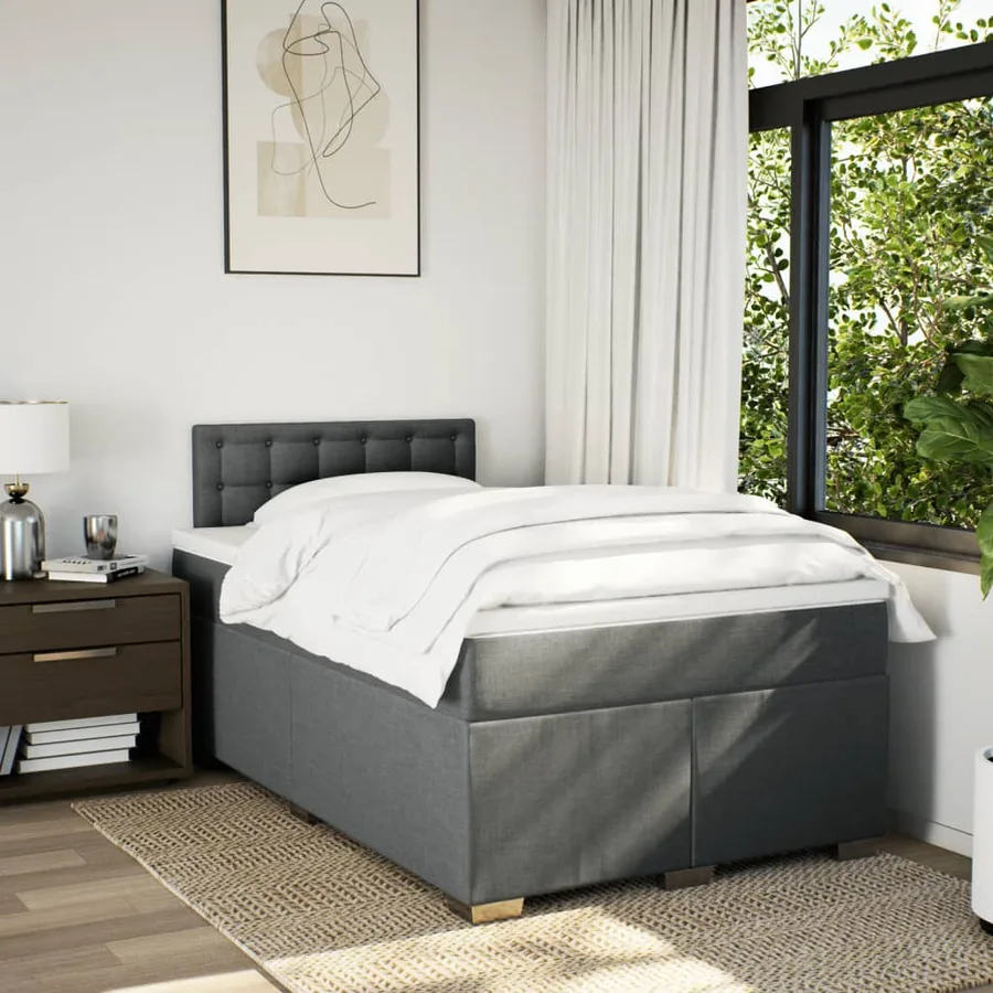 Sommier à lattes de lit avec matelas gris foncé 120x190cm tissu - 4