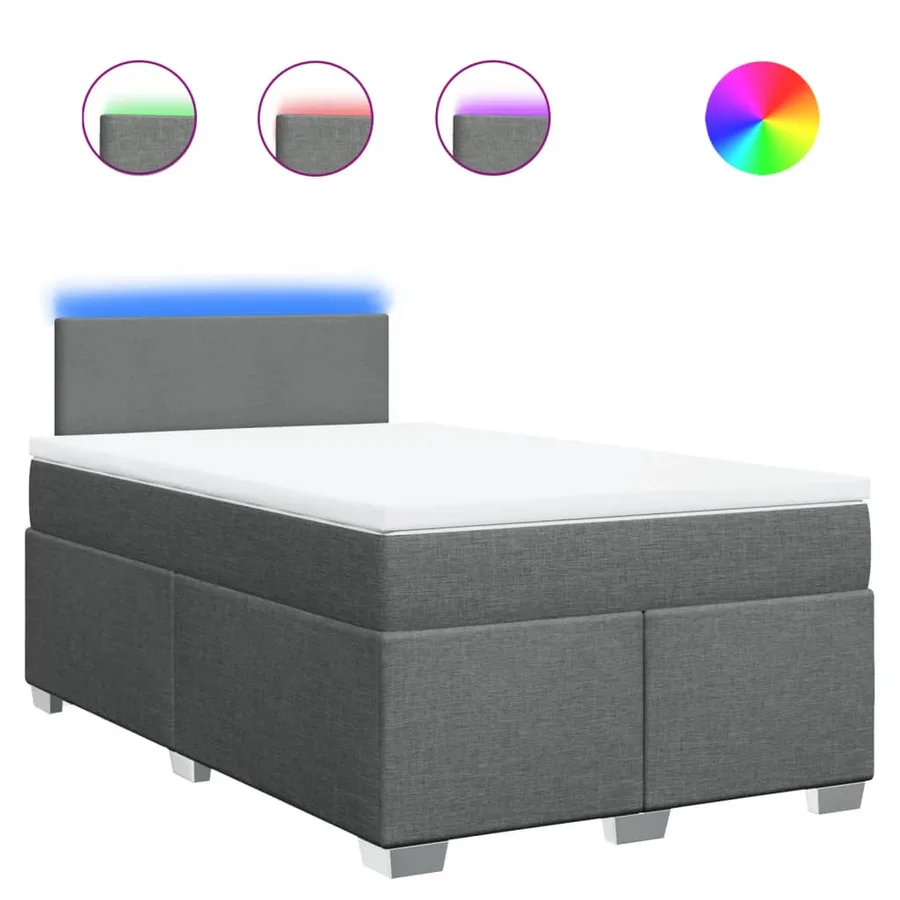 Sommier à lattes de lit avec matelas gris foncé 120x190cm tissu - 2