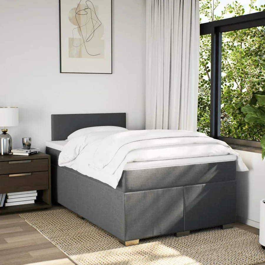 Sommier à lattes de lit avec matelas gris foncé 120x190cm tissu - 4