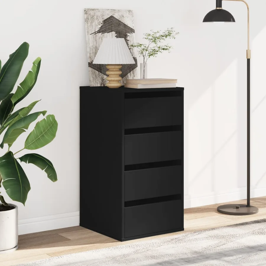 Commode d'angle noir 40x41x76 cm bois d'ingénierie - 3
