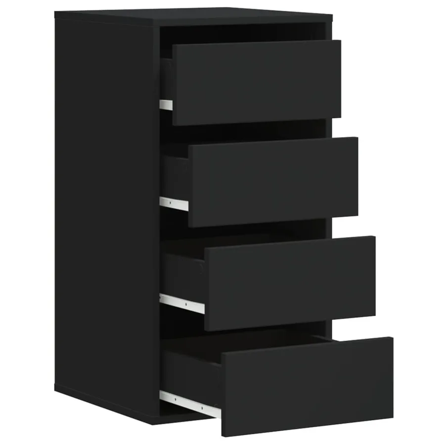 Commode d'angle noir 40x41x76 cm bois d'ingénierie - 5