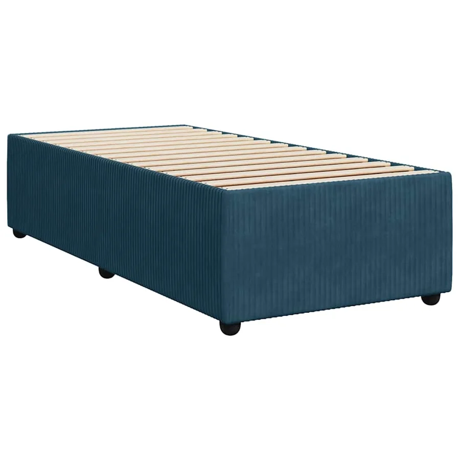 Sommier à lattes de lit avec matelas bleu 90x190 cm velours - 6