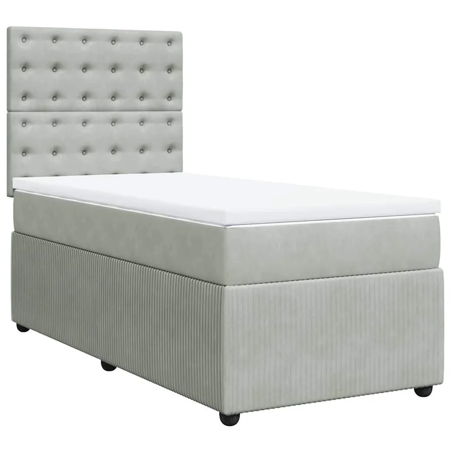 Sommier à lattes de lit et matelas Gris clair 90x200 cm Velours - 2