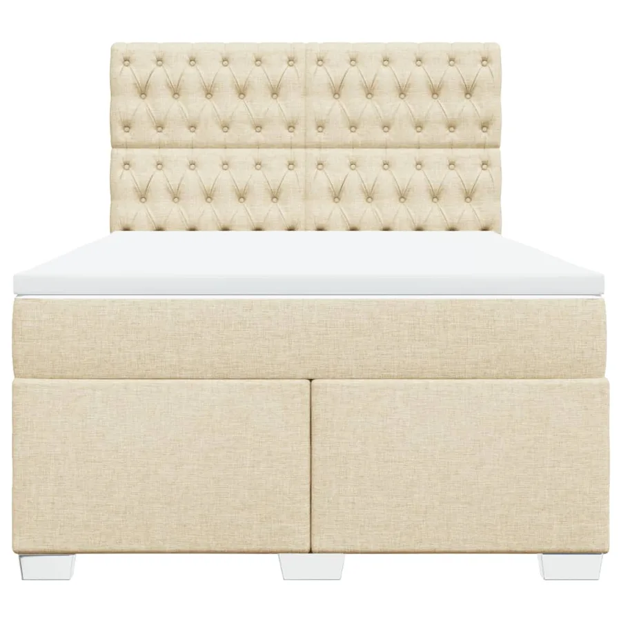 Sommier à lattes de lit avec matelas Crème 160x200 cm Tissu - 4
