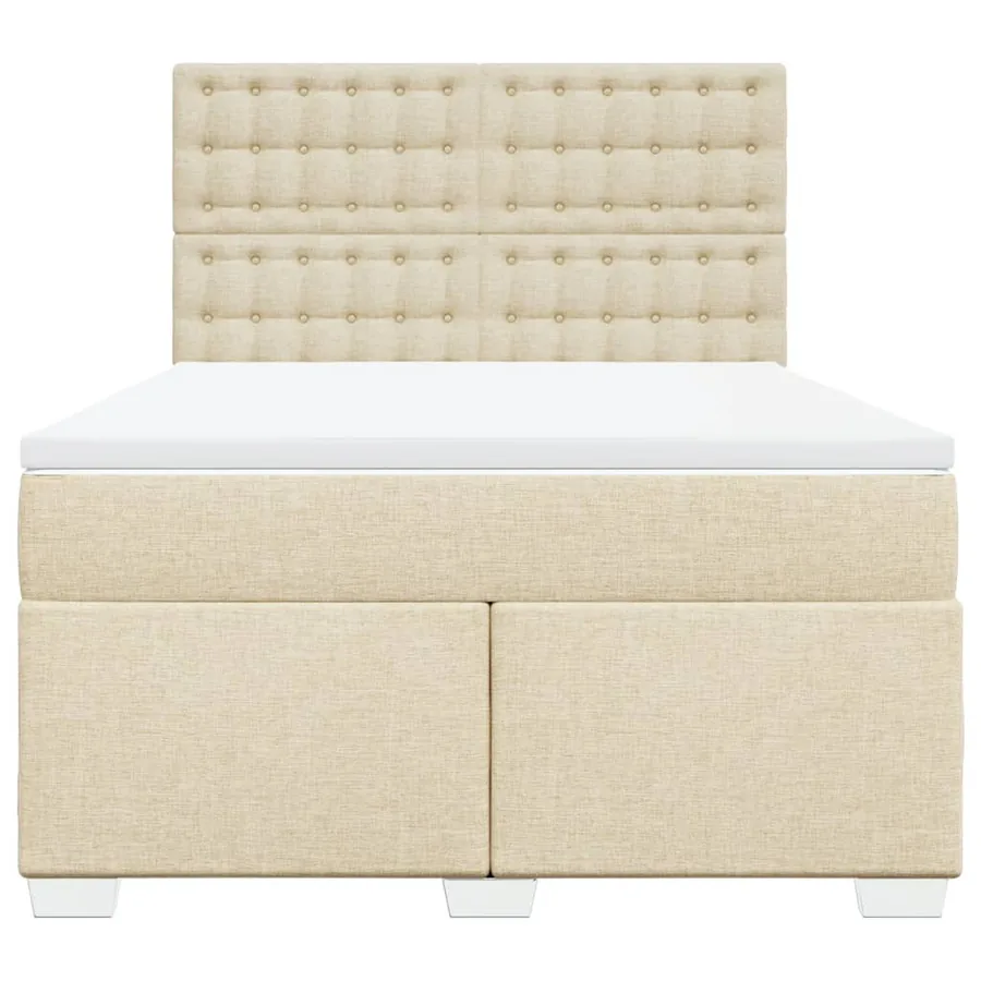 Sommier à lattes de lit avec matelas Crème 160x200 cm Tissu - 4