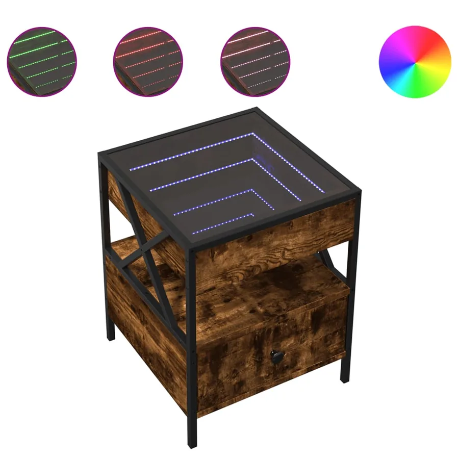 Table basse avec LED Infinity chêne fumé 40x40x51 cm - 2