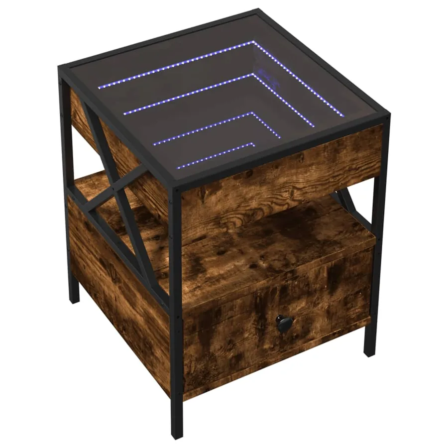 Table basse avec LED Infinity chêne fumé 40x40x51 cm - 3