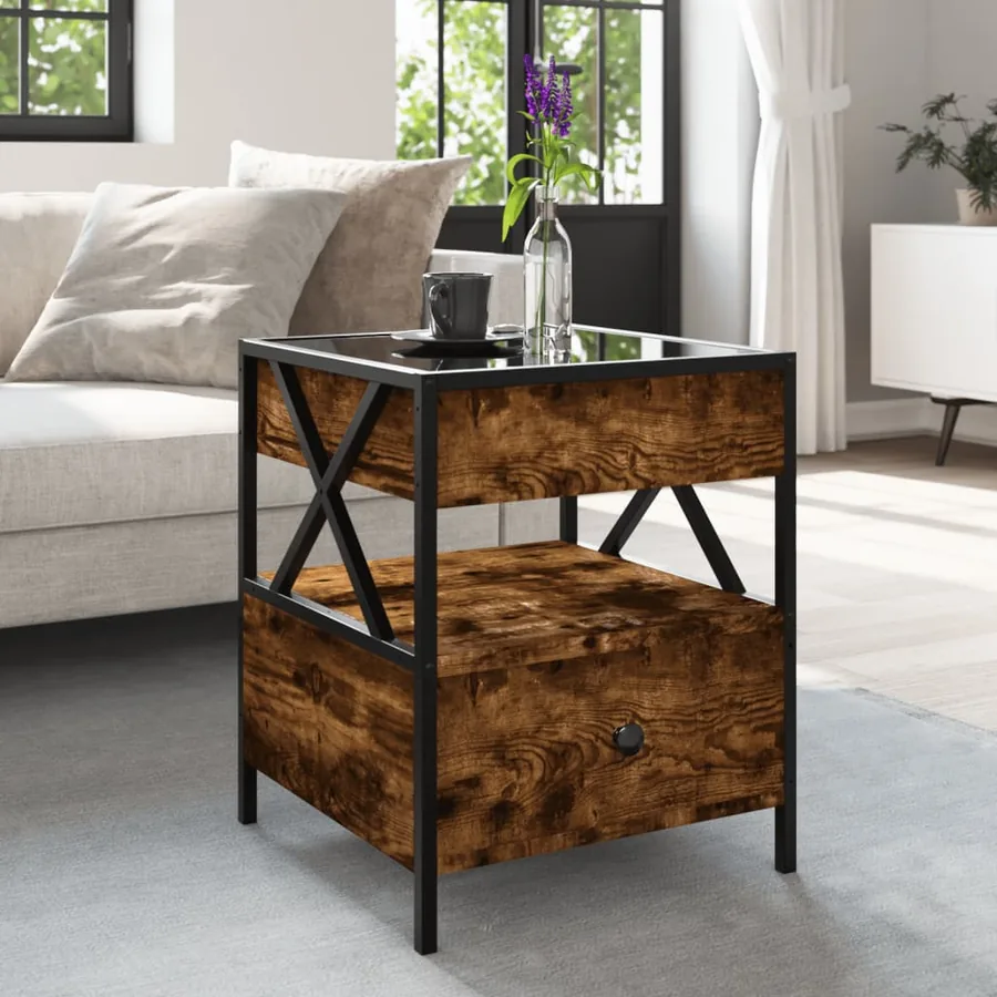 Table basse avec LED Infinity chêne fumé 40x40x51 cm - 4