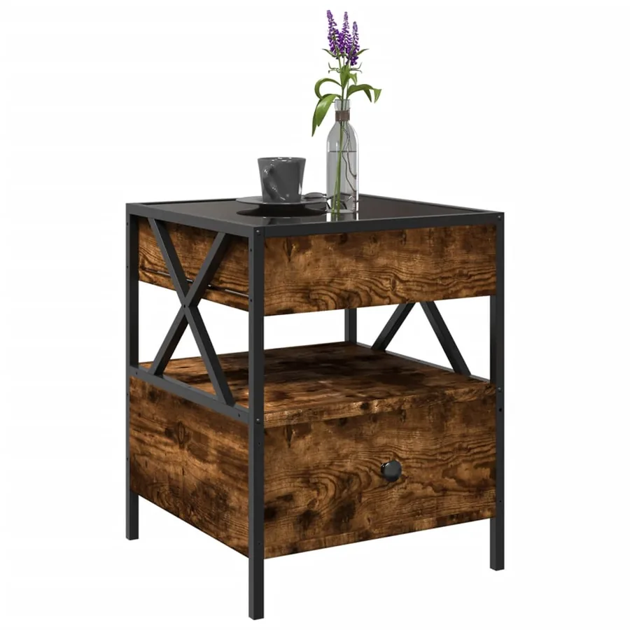 Table basse avec LED Infinity chêne fumé 40x40x51 cm - 5