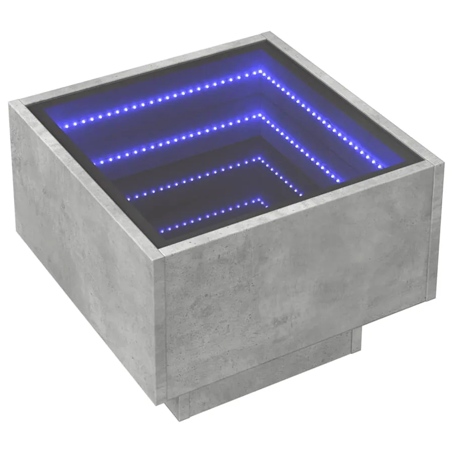 Table de chevet avec LED infini gris béton 40x40x30 cm - 3