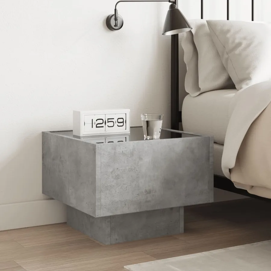Table de chevet avec LED infini gris béton 40x40x30 cm - 4