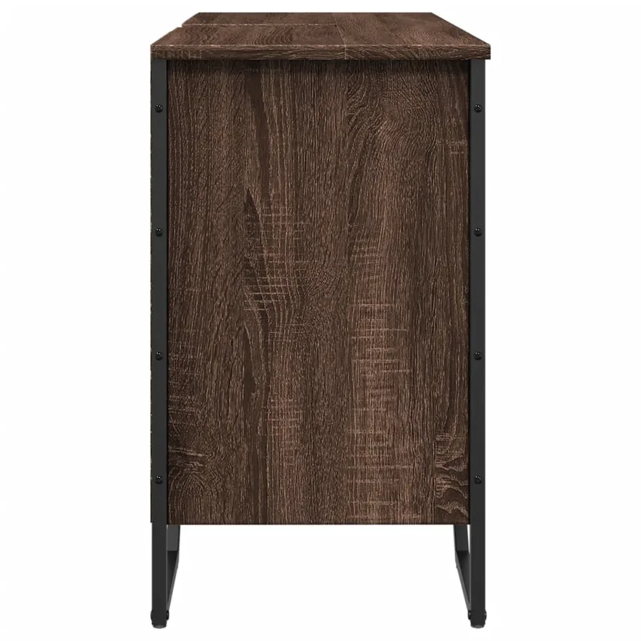 Armoire lavabo de salle de bain chêne marron 91x35x60 cm - 5