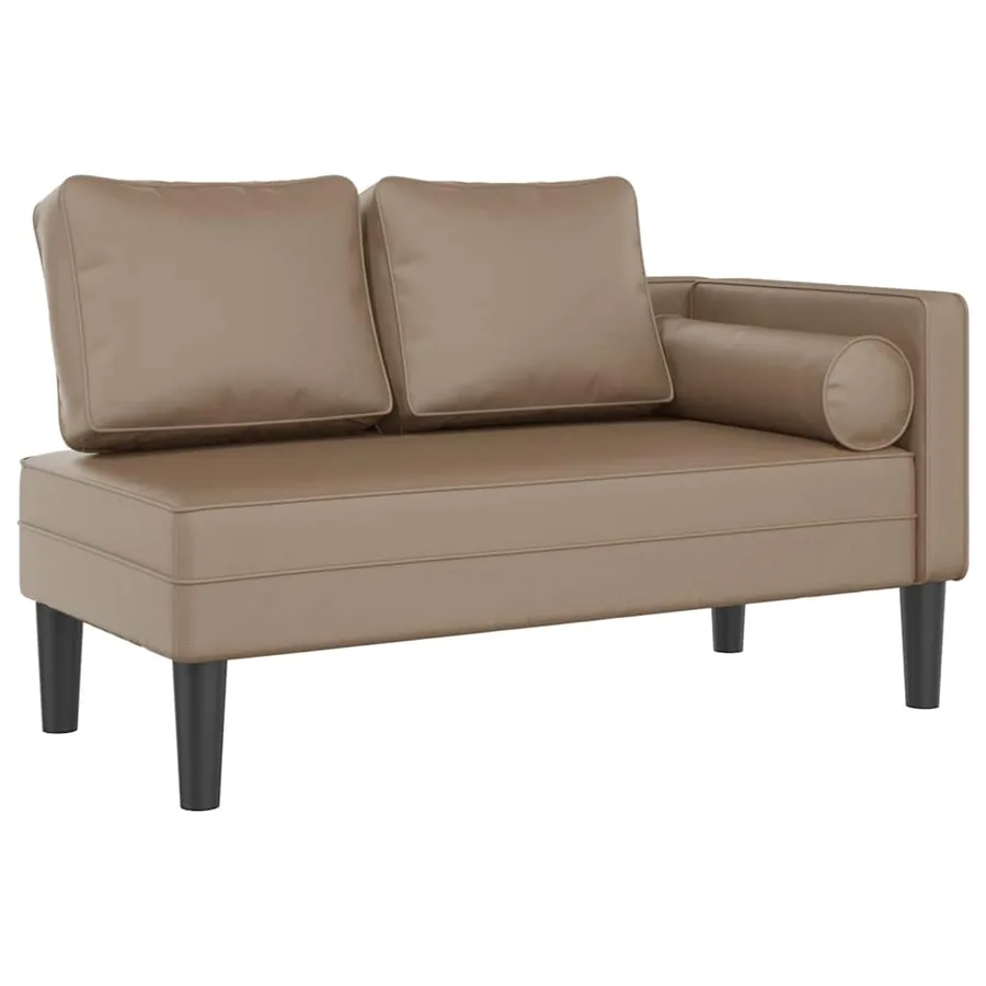 Chaise longue avec coussins cappuccino similicuir - 2