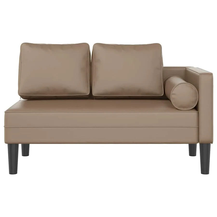 Chaise longue avec coussins cappuccino similicuir - 3
